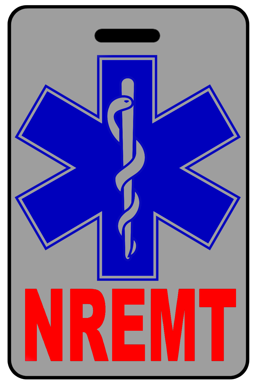 NREMT with Blue Star of Life, Tag Color: Lo-Viz Gray