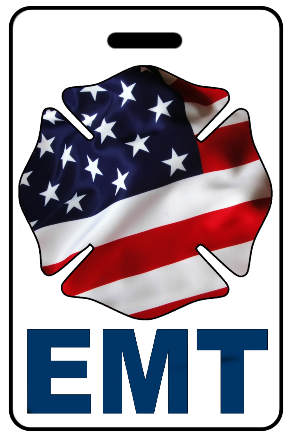 EMT with Patriotic USA Wavy Flag Firefighter Cross