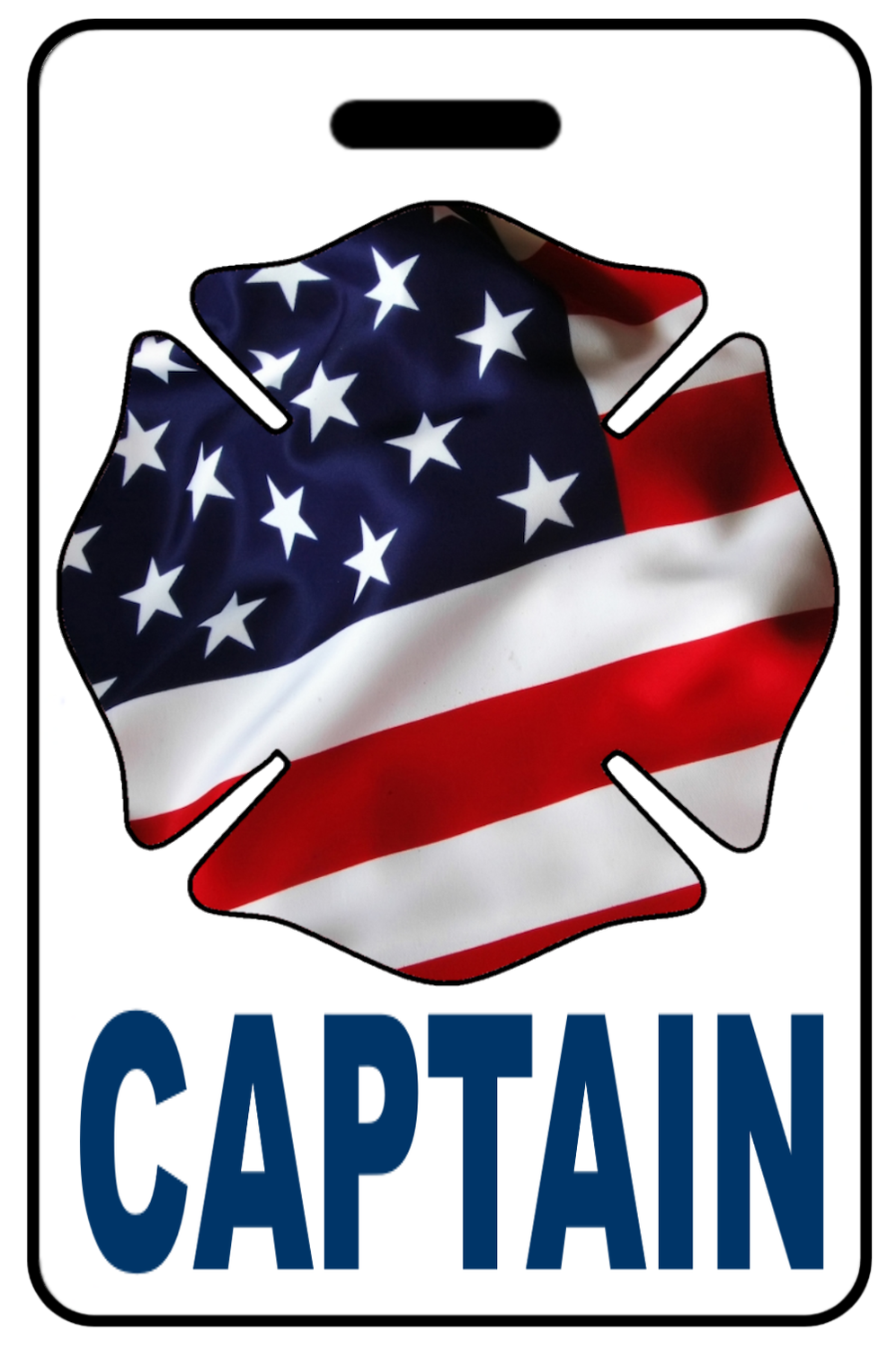 Captain with Patriotic USA Wavy Flag Firefighter Cross
