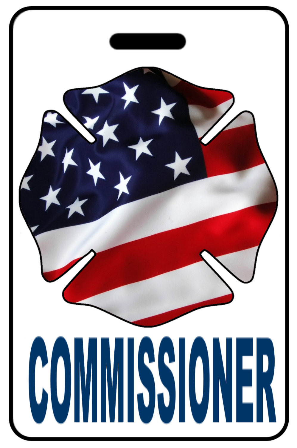 Commissioner with Patriotic USA Wavy Flag Firefighter Cross
