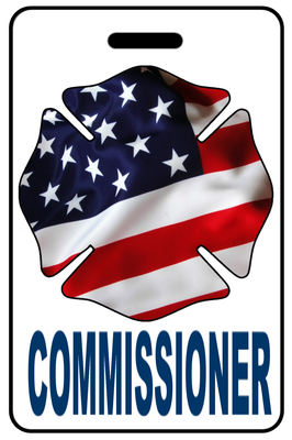 Commissioner with Patriotic USA Wavy Flag Firefighter Cross
