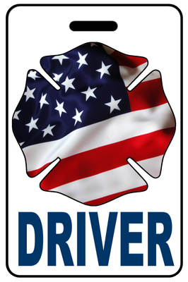 Driver with Patriotic USA Wavy Flag Firefighter Cross