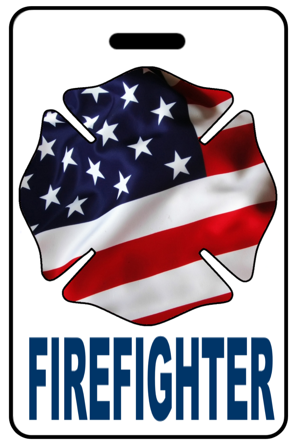 Firefighter with Patriotic USA Wavy Flag Firefighter Cross