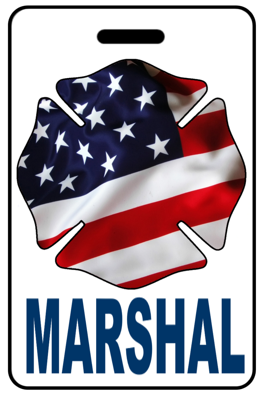 Marshal with Patriotic USA Wavy Flag Firefighter Cross