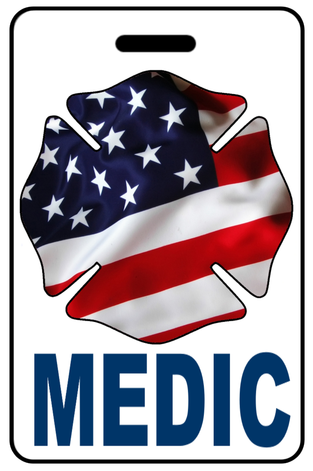 Medic with Patriotic USA Wavy Flag Firefighter Cross