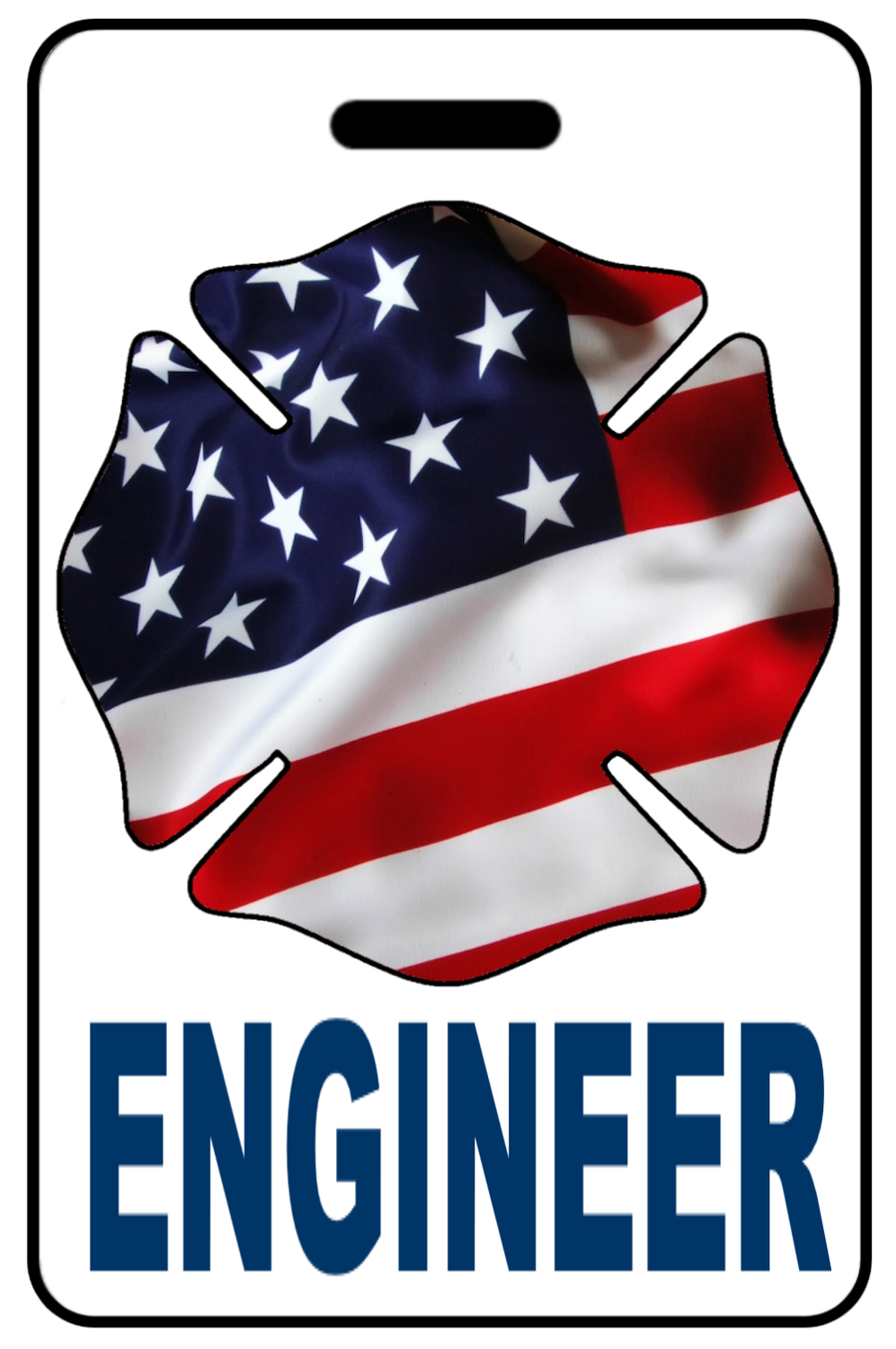 Engineer with Patriotic USA Wavy Flag Firefighter Cross