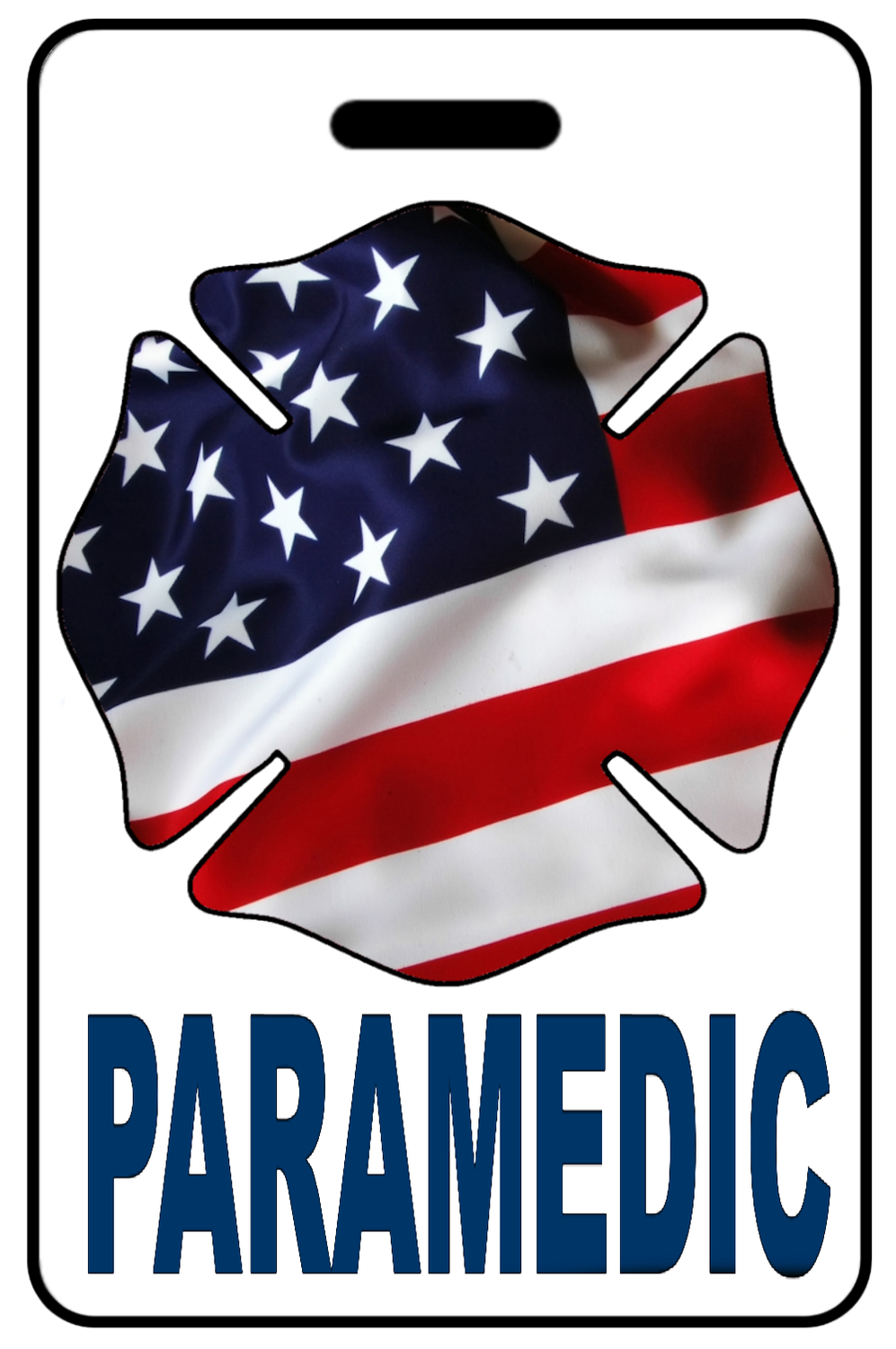 Paramedic with Patriotic USA Wavy Flag Firefighter Cross