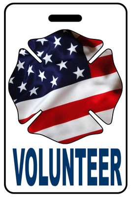 Volunteer with Patriotic USA Wavy Flag Firefighter Cross