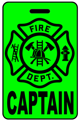 Hi-Viz Captain with Firefighter Cross, Tag Color: Hi-Viz Green