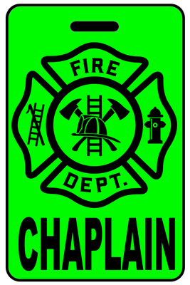 Hi-Viz Chaplain with Firefighter Cross Hi-Viz Chaplain with Firefighter Cross, Tag Color: Hi-Viz Green