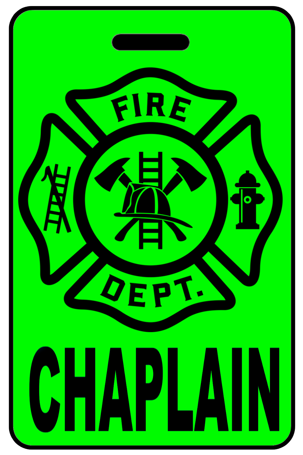 Hi-Viz Chaplain with Firefighter Cross, Tag Color: Hi-Viz Green