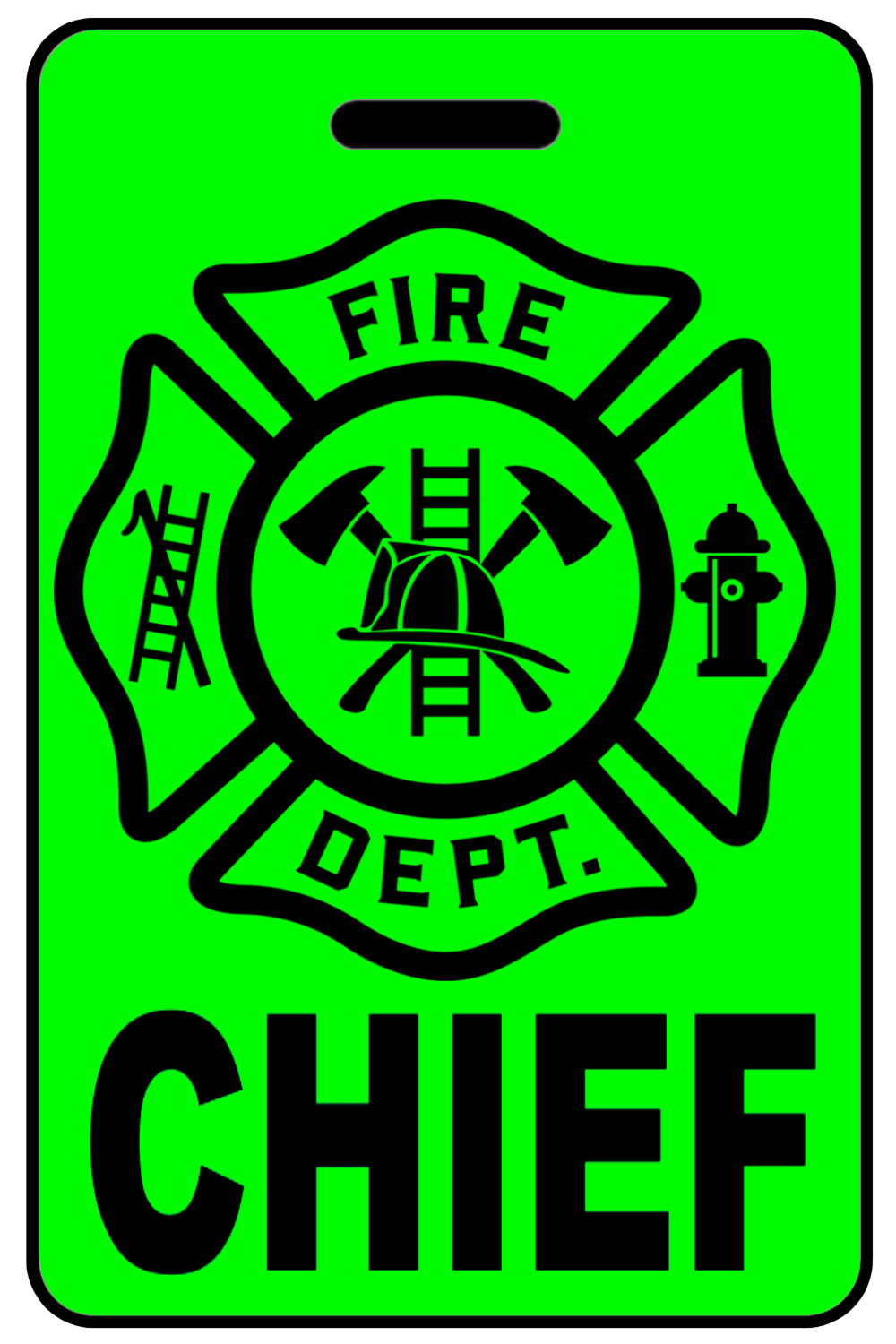 Hi-Viz Chief with Firefighter Cross, Tag Color: Hi-Viz Green