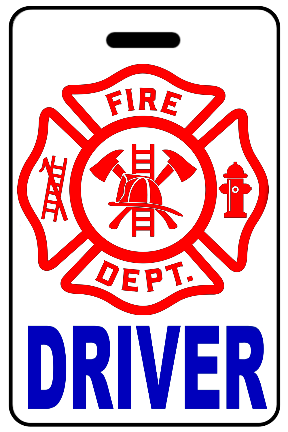 Driver with Firefighter Cross, Tag Color: White