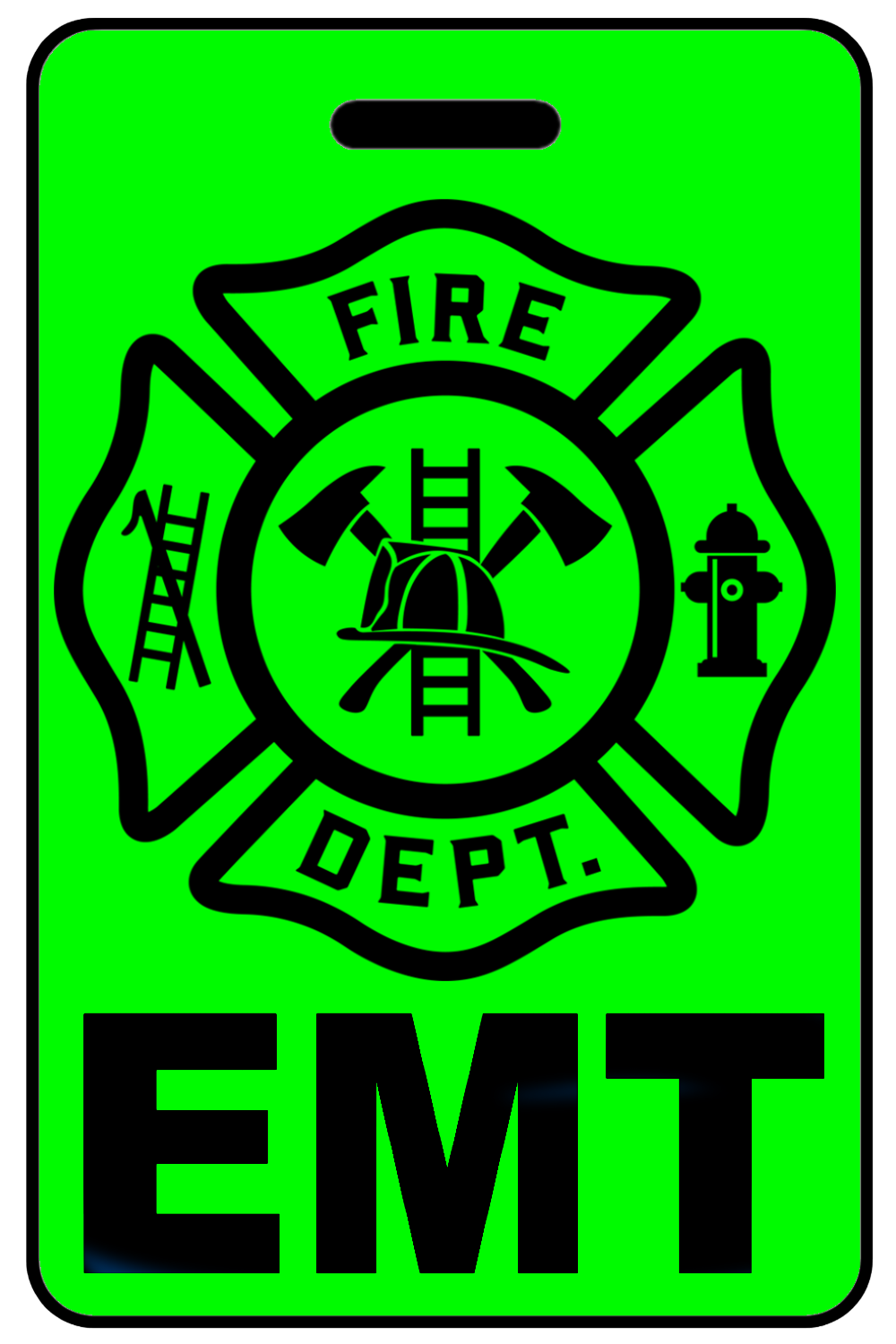 Hi-Viz EMT with Firefighter Cross, Tag Color: Hi-Viz Green