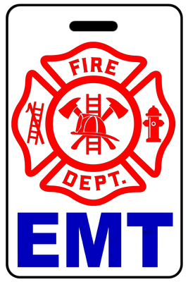 EMT with Firefighter Cross, Tag Color: White