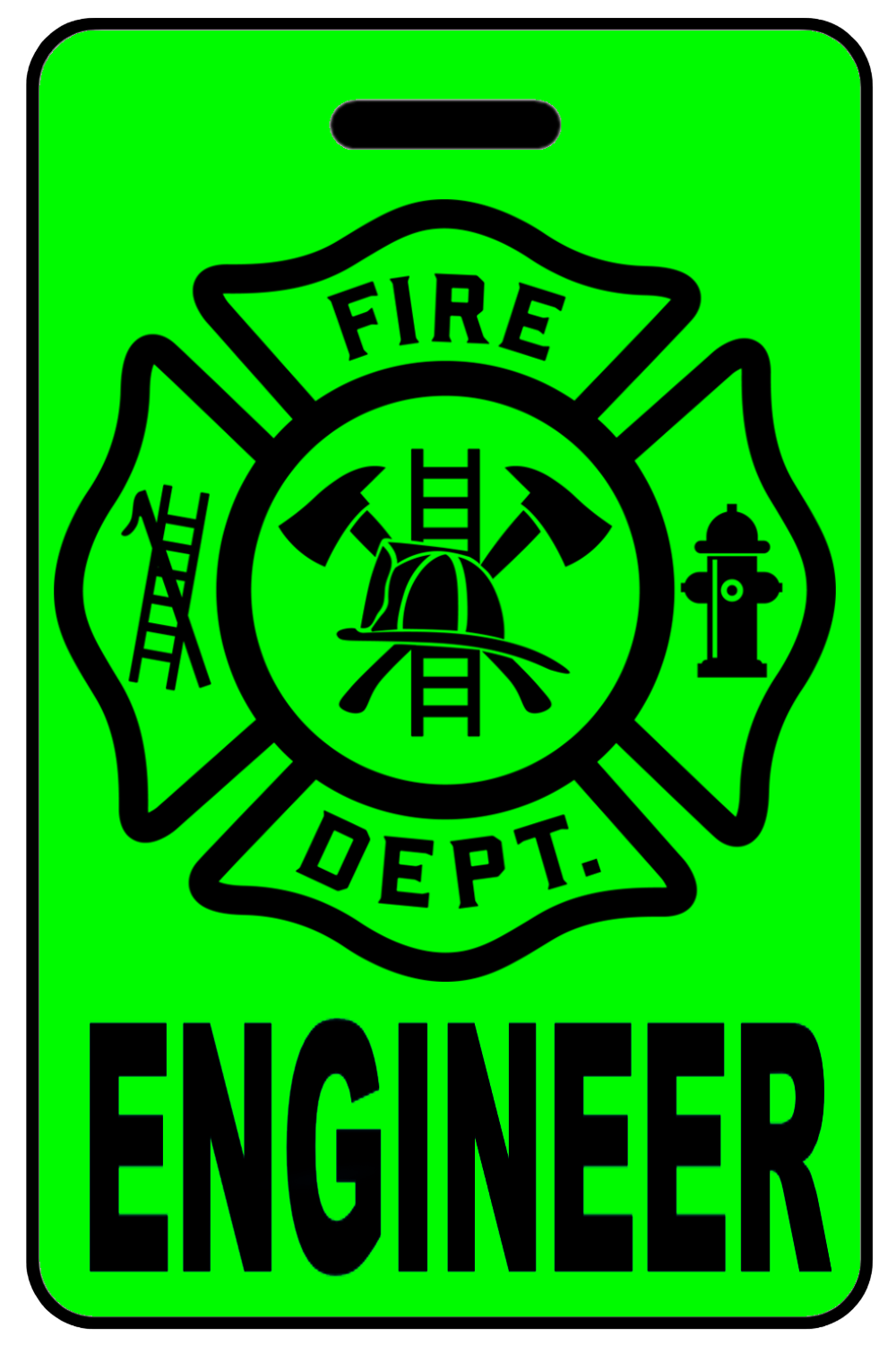 Hi-Viz Engineer with Firefighter Cross, Tag Color: Hi-Viz Green