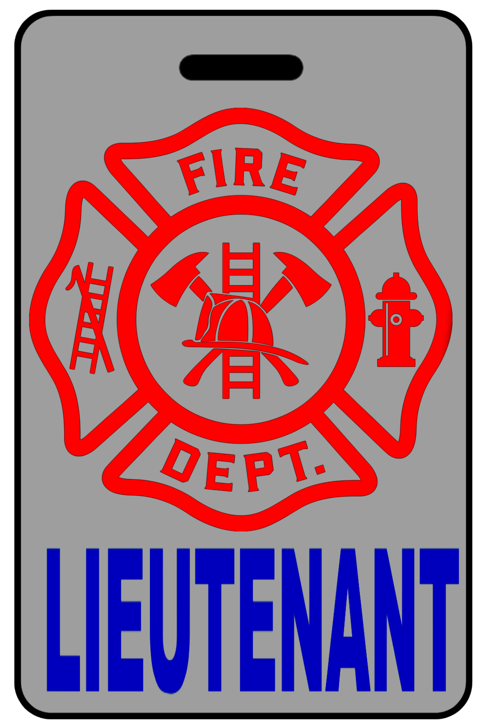 Lieutenant with Firefighter Cross (Blue), Tag Color: Lo-Viz Gray
