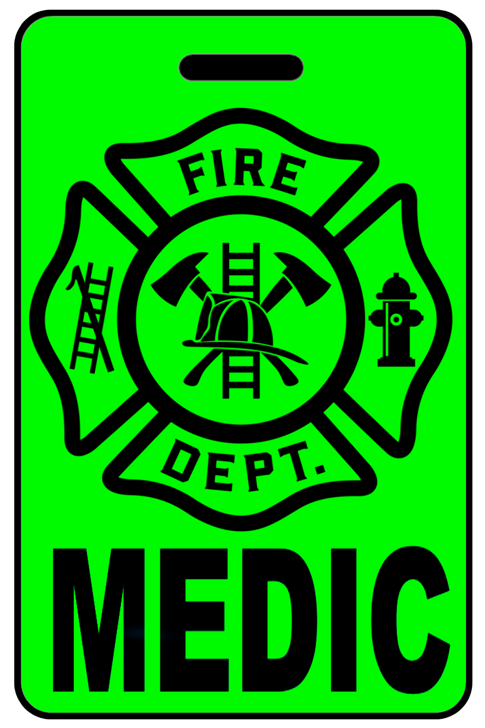 Hi-Viz Medic with Firefighter Cross, Tag Color: Hi-Viz Green