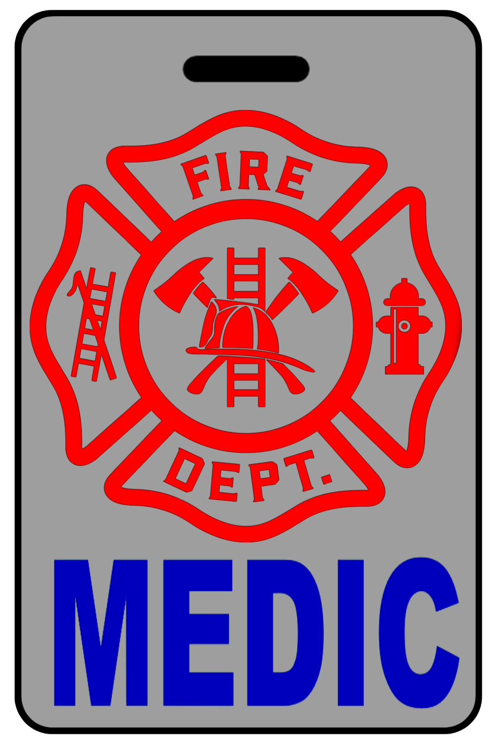 Medic with Firefighter Cross (Blue), Tag Color: Lo-Viz Gray