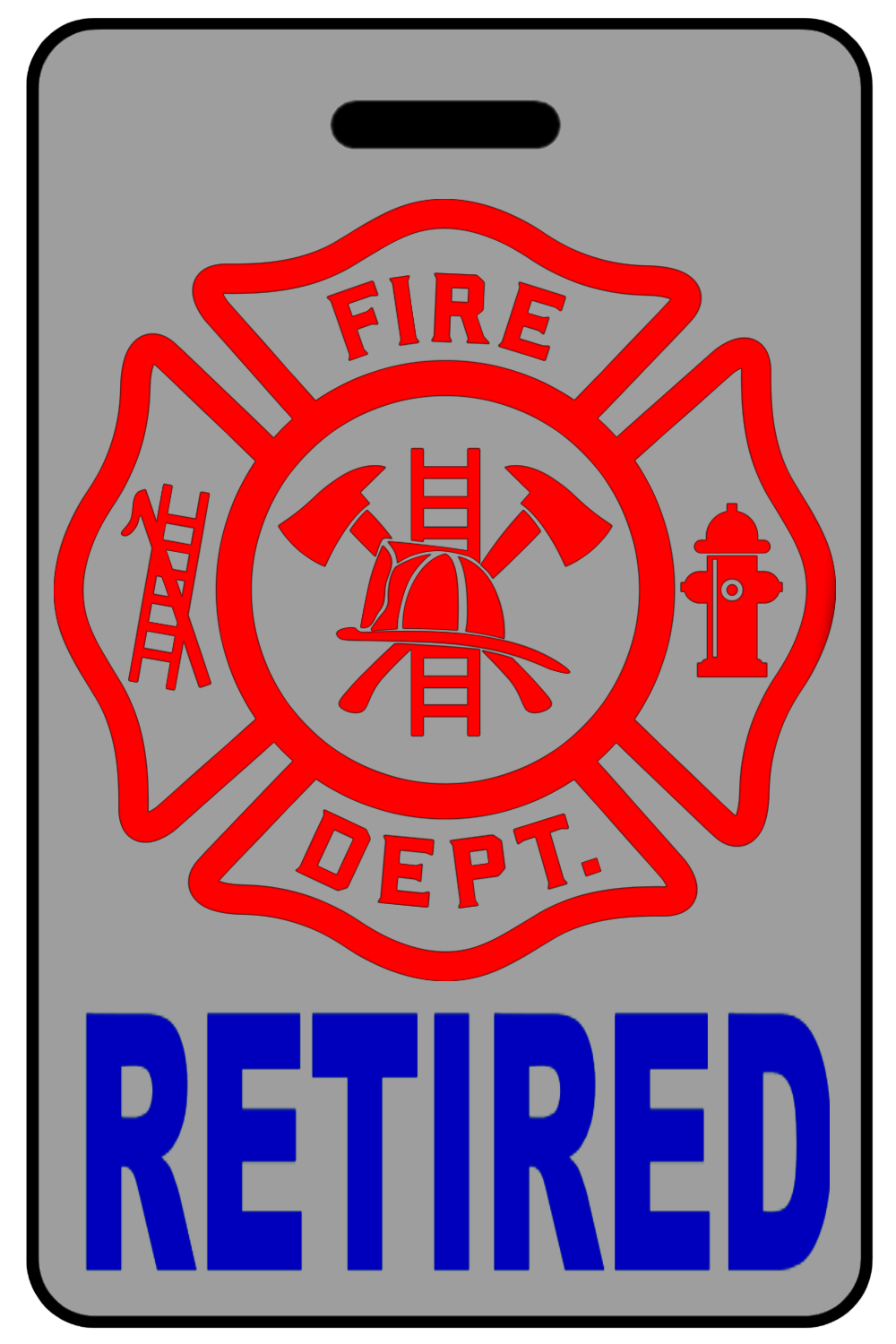 Retired with Firefighter Cross (Blue), Tag Color: Lo-Viz Gray