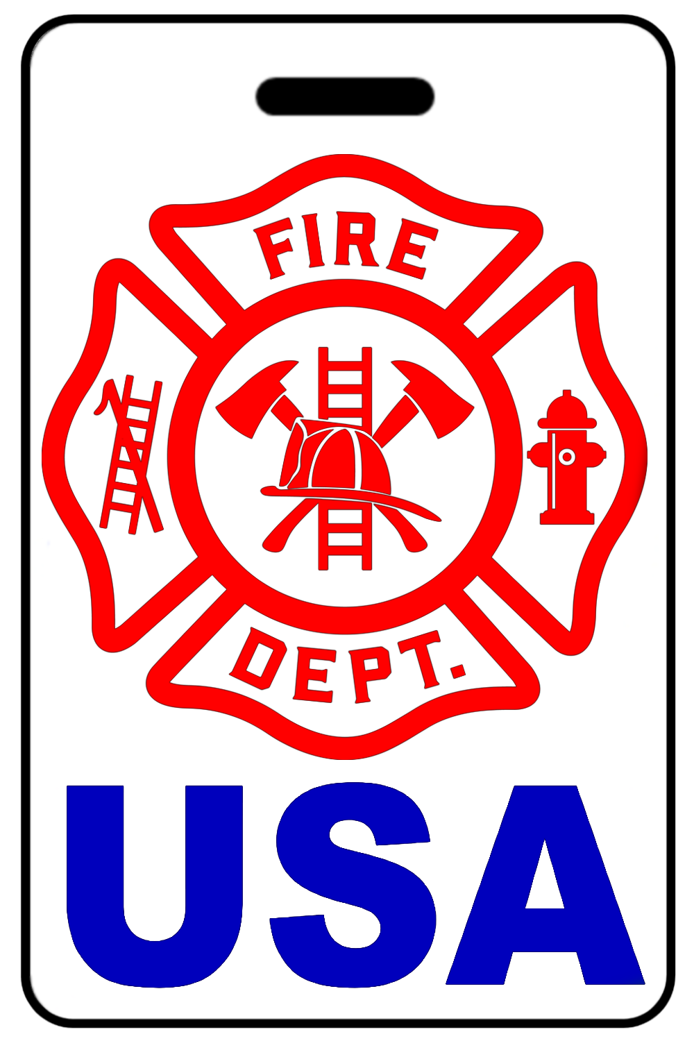 USA with Firefighter Cross, Tag Color: White