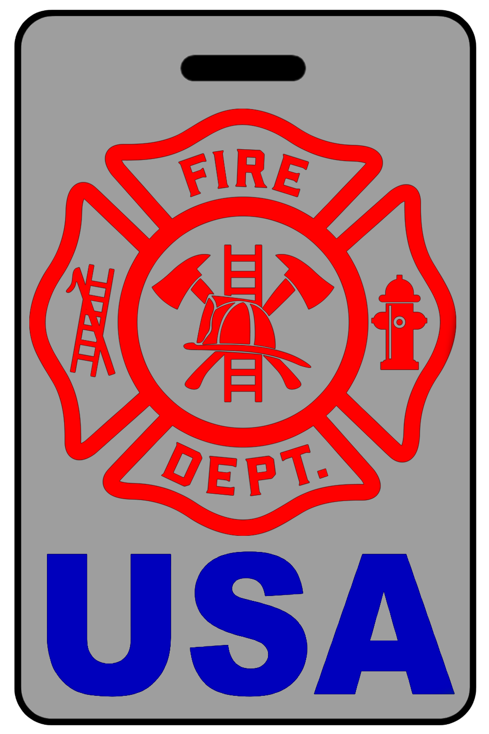 USA with Firefighter Cross (Blue), Tag Color: Lo-Viz Gray