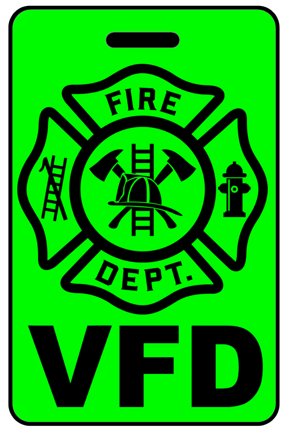 Hi-Viz VFD with Firefighter Cross, Tag Color: Hi-Viz Green