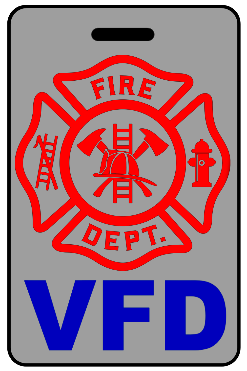 VFD with Firefighter Cross (Blue), Tag Color: Lo-Viz Gray