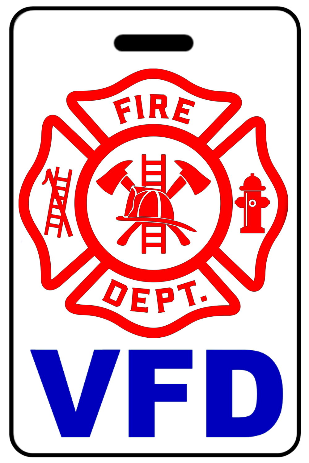 VFD with Firefighter Cross, Tag Color: White