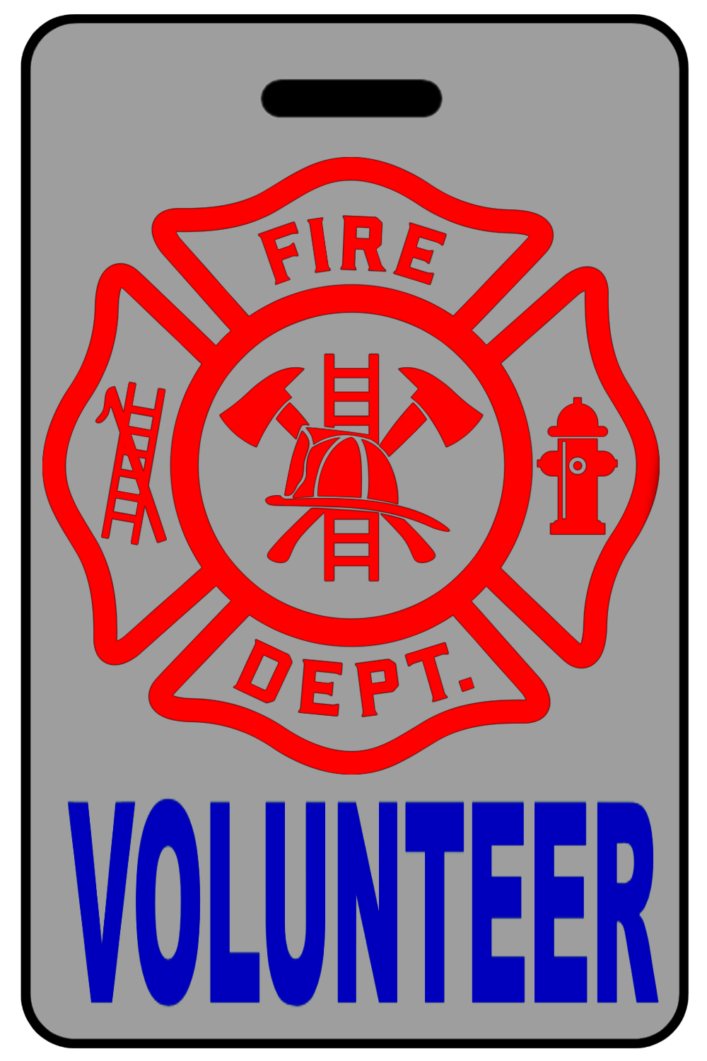 Volunteer with Firefighter Cross (Blue), Tag Color: Lo-Viz Gray