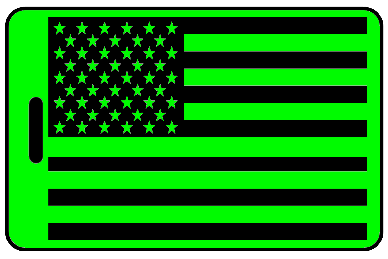 Hi-Viz Lo-Via USA Flag, Tag Color: Hi-Viz Green