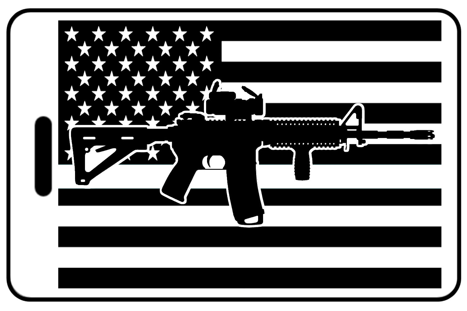 Lo-Viz USA Flag with Black Rifle, Tag Color: White