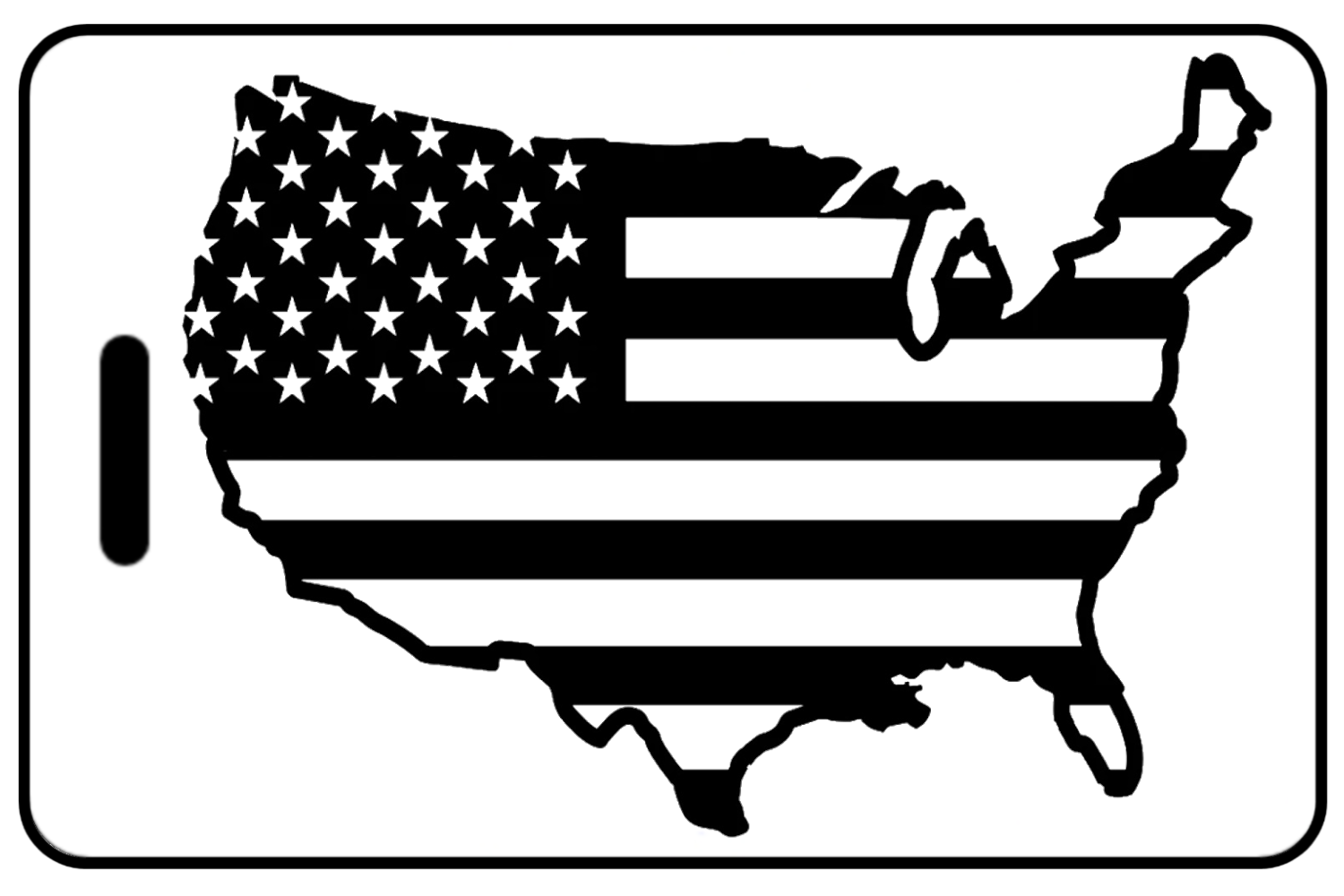Lo-Viz USA Outline with Flag, Tag Color: White
