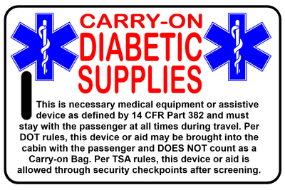 Diabetic Supplies personalized bag tags for Medical Travel