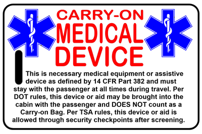 Medical Device personalized bag tags for Medical Travel