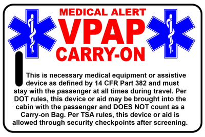 VPAP personalized bag tags for Medical Travel