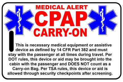 CPAP personalized bag tags for Medical Travel
