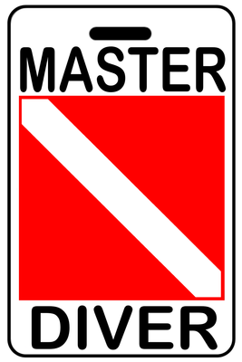 Master Diver with SCUBA Flag personalized SCUBA diving bag tags