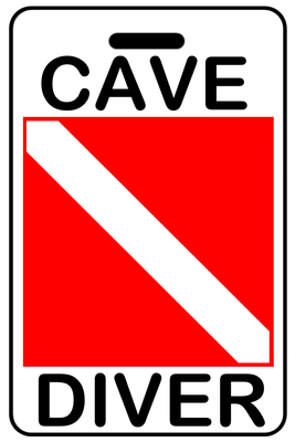 Cave Diver with SCUBA Flag personalized SCUBA diving bag tags