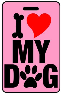 I Heart My Dog personalized pet lover bag tags