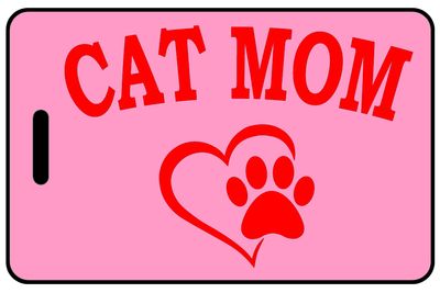 Cat Mom and Heart and Paw personalized pet lover bag tags