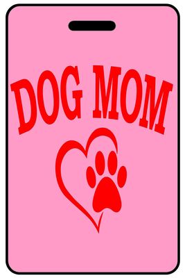 Dog Mom with Heart and Paw personalized pet lover bag tags