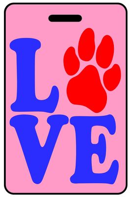 Love with Paw Print personalized pet lover bag tags