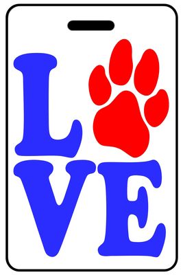 Love Paw Print personalized pet lover bag tags