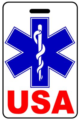 USA with Star of Life personalized EMS bag tags