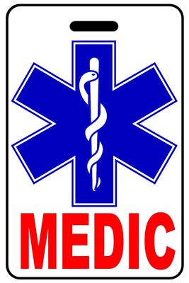 Medic with Star of Life personalized EMS bag tags