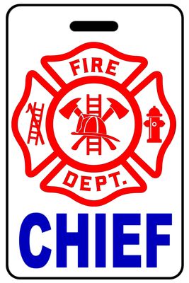 Chief with Firefighter Cross personalized firefighter bag tags