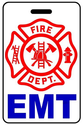 EMT with Firefighter Cross personalized firefighter bag tags