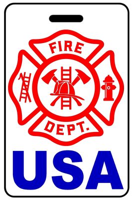 USA with Firefighter Cross personalized firefighter bag tags