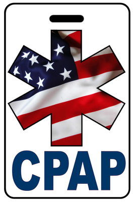 Patriotic USA Wavy Flag Star of Life personalized bag tags for Medical Travel